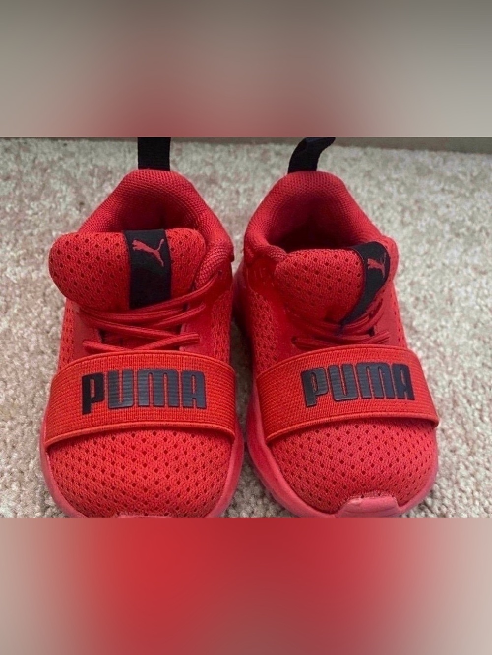 Puma Kids Red Low-Top Hook-and-Loop Sneakers (Size 5C)